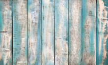 Vintage White Wooden Plank Painted In Blue Color. Wooden Panel With Beautiful Patterns. Wood Plank Texture Background Coming From Beach.