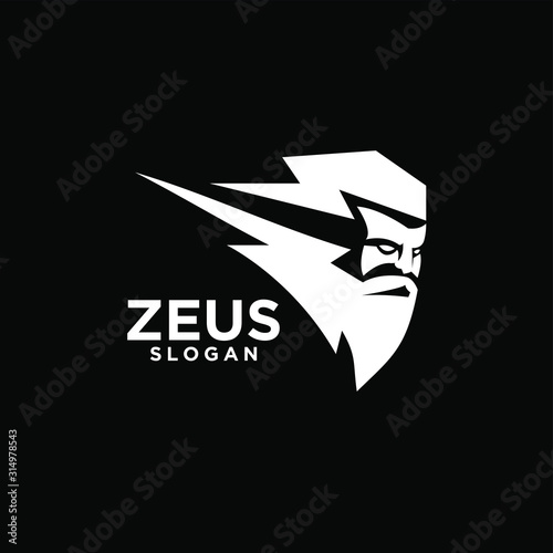 Fotomural Zeus god head black logo design