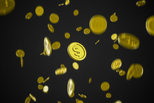 Gold Coin Falls From High, Business Ideas For Finance, 3D Render