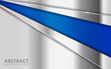 Wall Mural - shinny metal silver background combine with blue textured overlap layer.