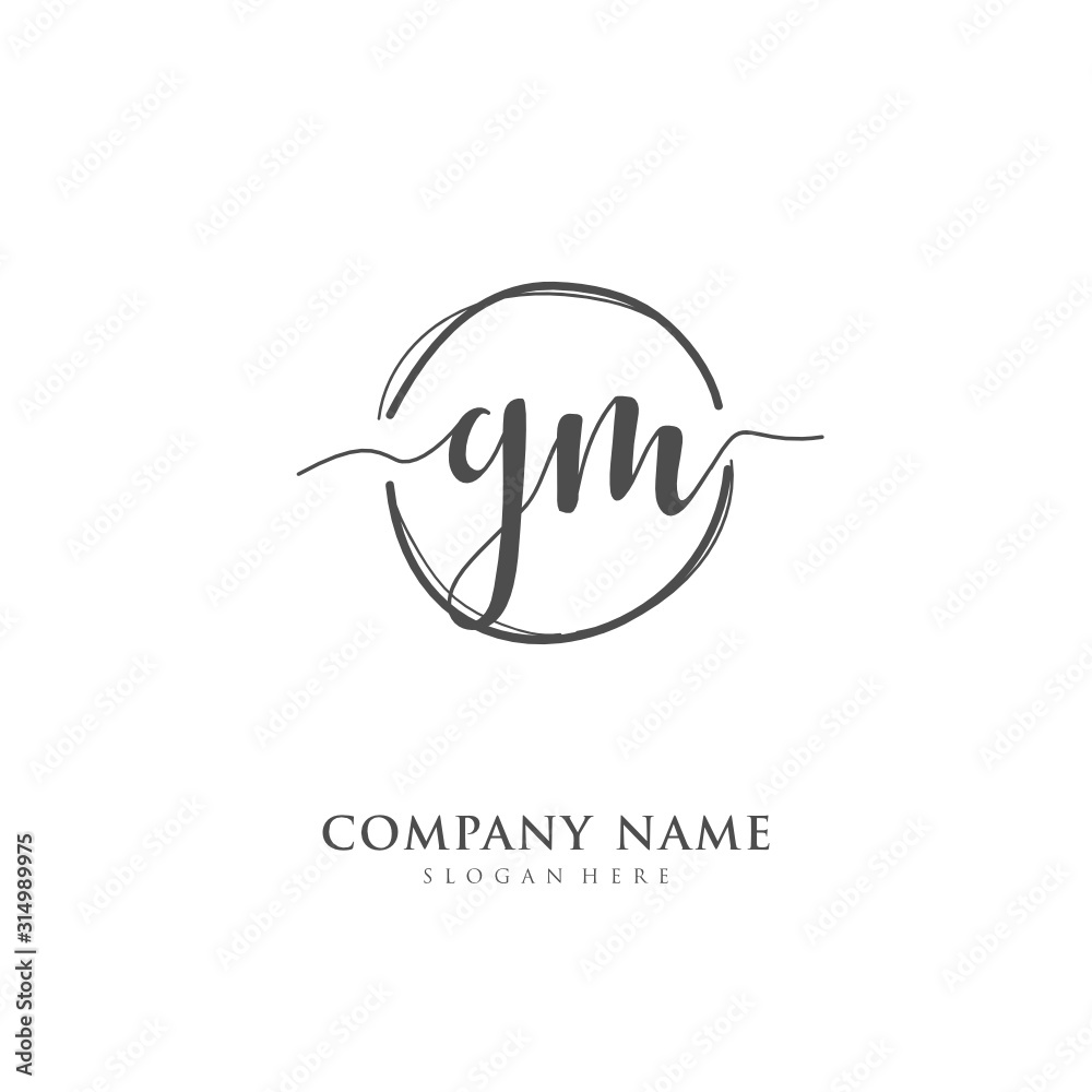 Handwritten initial letter G M GM for identity and logo. Vector logo ...
