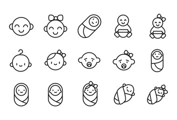 Premium set of baby line icons.