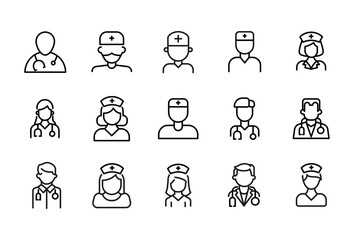 Wall Mural - Simple set of doctor modern thin line icons.