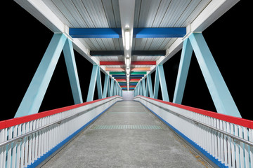 Aufkleber - Modern empty foot bridge at night