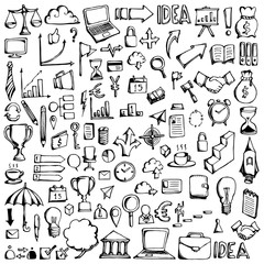 Wall Mural - Set of Business Drawing illustration Hand drawn doodle Sketch line vector eps10