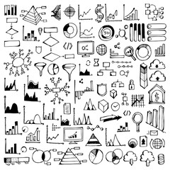 Wall Mural - Set of Data Drawing illustration Hand drawn doodle Sketch line vector eps10