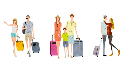 Illustration material: family, travel, summer