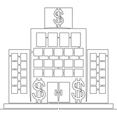 Wall Mural - Continuous line drawing bank building concept