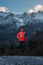 Long Distance Running Athlete During A Cold Mountain Workout