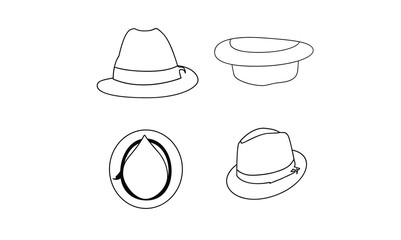 Wall Mural - collection black line fedora hat icon logo design illustration