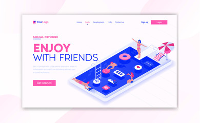 Poster - Flat Modern design of website template - Social Network