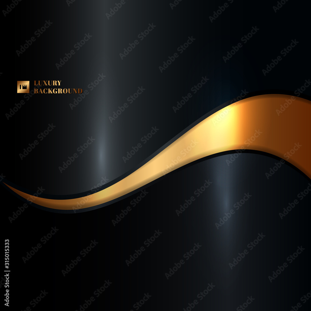 Abstract glowing gold wave on black background luxury style. Stock ...