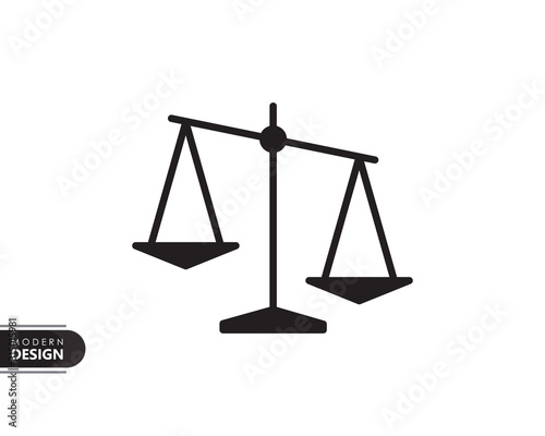 Fotografía law firm balance black solid icon with modern design, isolated on white background