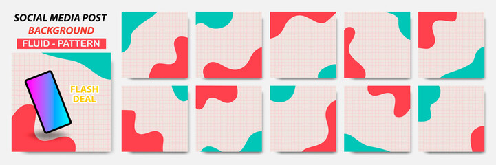 Wall Mural - Set collection of square banner layout in red, green color