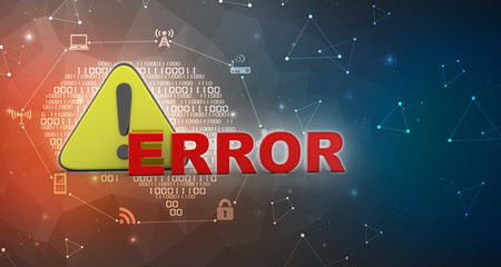Poster - 3d rendering Exclamation sign with error