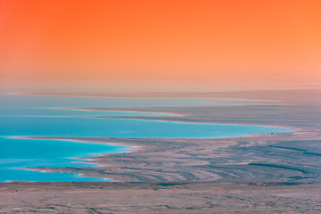 Fototapete - Sunrise over Dead Sea. Beautiful sea nature landscape