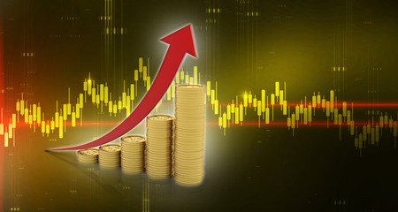 3d rendering Stock market online business concept. business Graph 