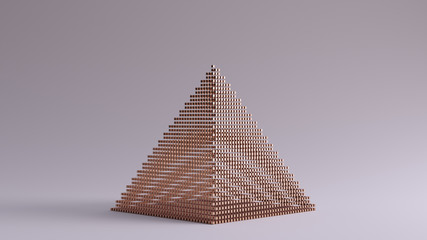 Wall Mural - Bronze Pyramid Made out of Lots of Small Cubes with a Visual Aliasing Stroboscopic Effect 3d illustration 3d render