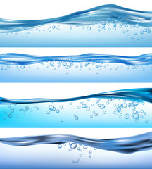 Wall Mural - wave realistic. nature ocean water splashes liquid flowing bubbles drinks vector waves set. sea aqua