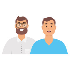 Sticker - elegant young men with beard avatars characters