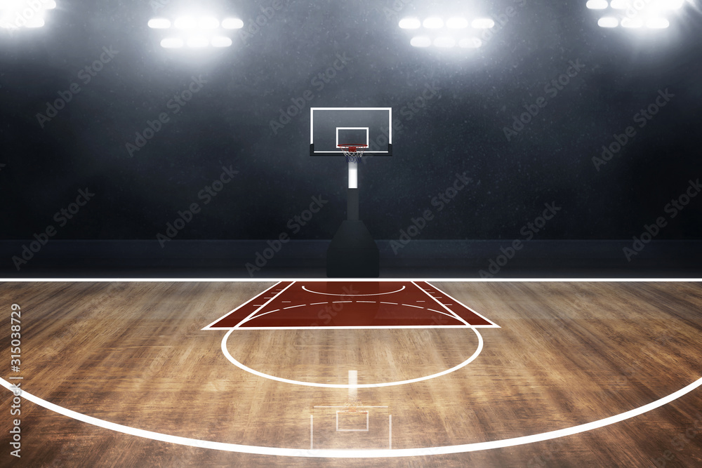 Professional basketball court arena background - obrazy, fototapety, plakaty 