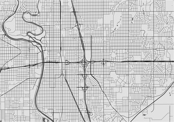 map of the city of Wichita, Kansas, USA