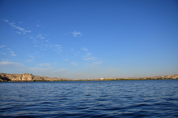 river nile/ beautiful view for aswan egypt and nubian egyptian culture. sailing boat sailing in the 