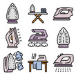 © nsit0108 - Smoothing-iron icons set. Isometric set of smoothing-iron vector icons for web design isolated on white background