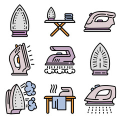 Poster - Smoothing-iron icons set. Isometric set of smoothing-iron vector icons for web design isolated on white background
