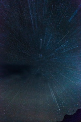 star burst above mountains near sarchu, india