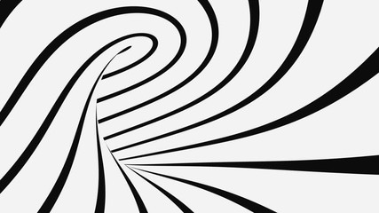 Wall Mural - Black and white psychedelic optical illusion. Abstract hypnotic animated background. Spiral geometric looping monochrome wallpaper