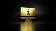 © Destrosvet - gold metal symbol of monitor 3D rendering with blurry reflection on floor with dark background