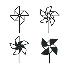 Wall Mural - pinwheel windmill toytemplate color editable. apple fruit symbol vector sign isolated on white backg
