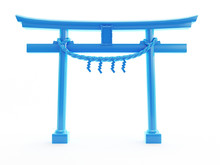 3d Rendered Object Illustration Of An Abstract Blue Chinese Gate