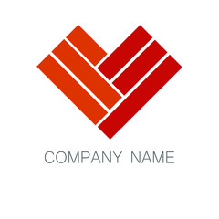 Letter V of orange and red rectangles business logo with placeholder name company name. Geometric vector logo design elements.