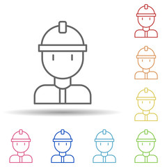 Aufkleber - Firefighter, man in multi color style icon. Simple thin line, outline vector of firefighter icons for ui and ux, website or mobile application
