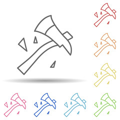 Aufkleber - Axe, firefighter in multi color style icon. Simple thin line, outline vector of firefighter icons for ui and ux, website or mobile application