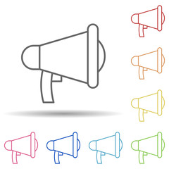 Aufkleber - Megaphone, firefighter in multi color style icon. Simple thin line, outline vector of firefighter icons for ui and ux, website or mobile application