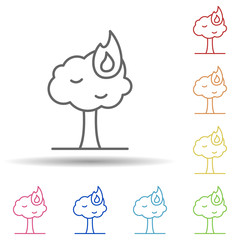 Aufkleber - Burning tree, firefighter in multi color style icon. Simple thin line, outline vector of firefighter icons for ui and ux, website or mobile application