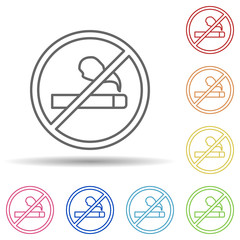Aufkleber - No smoking, firefighter in multi color style icon. Simple thin line, outline vector of firefighter icons for ui and ux, website or mobile application