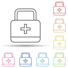 Aufkleber - First aid kit, firefighter in multi color style icon. Simple thin line, outline vector of firefighter icons for ui and ux, website or mobile application