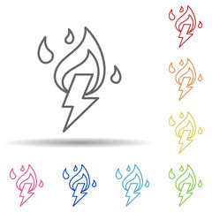 Aufkleber - Electric fire, firefighter in multi color style icon. Simple thin line, outline vector of firefighter icons for ui and ux, website or mobile application
