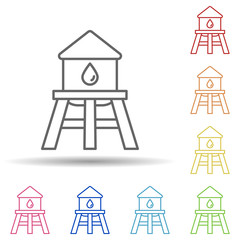 Aufkleber - Water tower, firefighter in multi color style icon. Simple thin line, outline vector of firefighter icons for ui and ux, website or mobile application