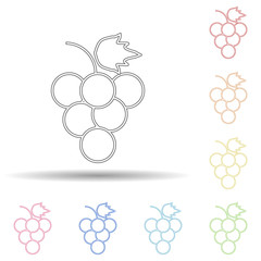 Aufkleber - Grapes in multi color style icon. Simple thin line, outline vector of fruit icons for ui and ux, website or mobile application
