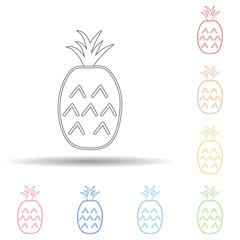 Poster - A pineapple in multi color style icon. Simple thin line, outline vector of fruit icons for ui and ux, website or mobile application