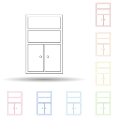 Aufkleber - Cupboard flat in multi color style icon. Simple thin line, outline vector of furniture icons for ui and ux, website or mobile application