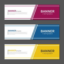 Vector Design Banner Web Template. Red, Blue And Yellow. Layout Banners. Template Ready For Use In Web Or Print Design.
