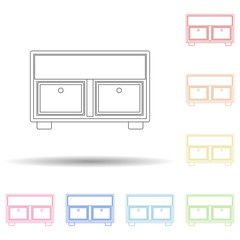 Aufkleber - Cabinet for tv flat in multi color style icon. Simple thin line, outline vector of furniture icons for ui and ux, website or mobile application