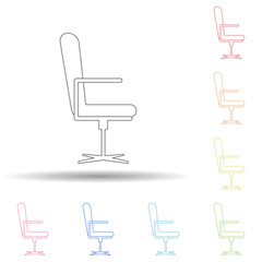 Poster - Office chair flat in multi color style icon. Simple thin line, outline vector of furniture icons for ui and ux, website or mobile application