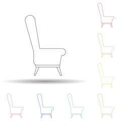 Aufkleber - Armchair with side flat in multi color style icon. Simple thin line, outline vector of furniture icons for ui and ux, website or mobile application